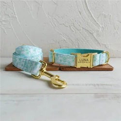 Collar de perro personalizado con grabado gratuito, correa para mascotas a juego, hebilla de Metal de contactos personalizados, Collar para mascotas de fuego verde