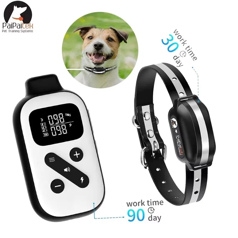 Nuevo Collar clásico de entrenamiento para perros en blanco y negro, Collar para corteza de perro, dispositivo sin corteza con collares reflectantes eléctricos remotos para perros y mascotas