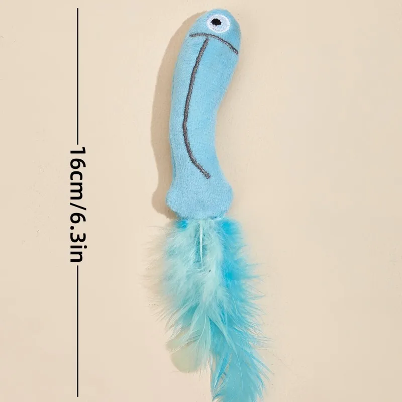 Juguete interactivo para gatos con plumas, palos de simulación, resistente a los arañazos, Limpieza de dientes - imagen 5
