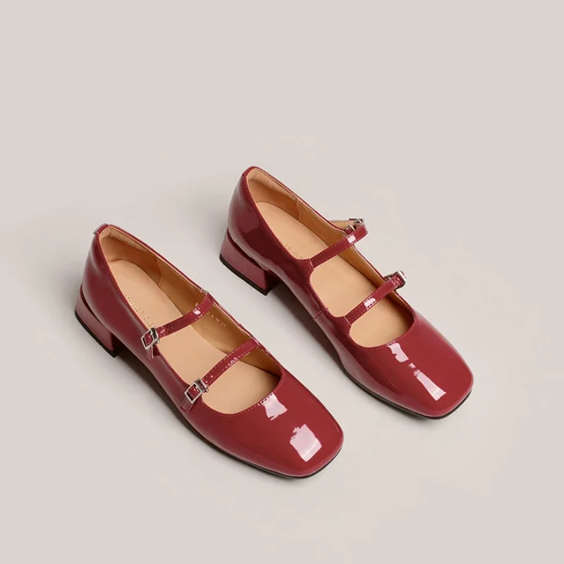 Zapatos De Ballet De tacón grueso Retro para Mujer, Zapatos De tacón medio Mary Jane, Zapatos individuales, nuevos