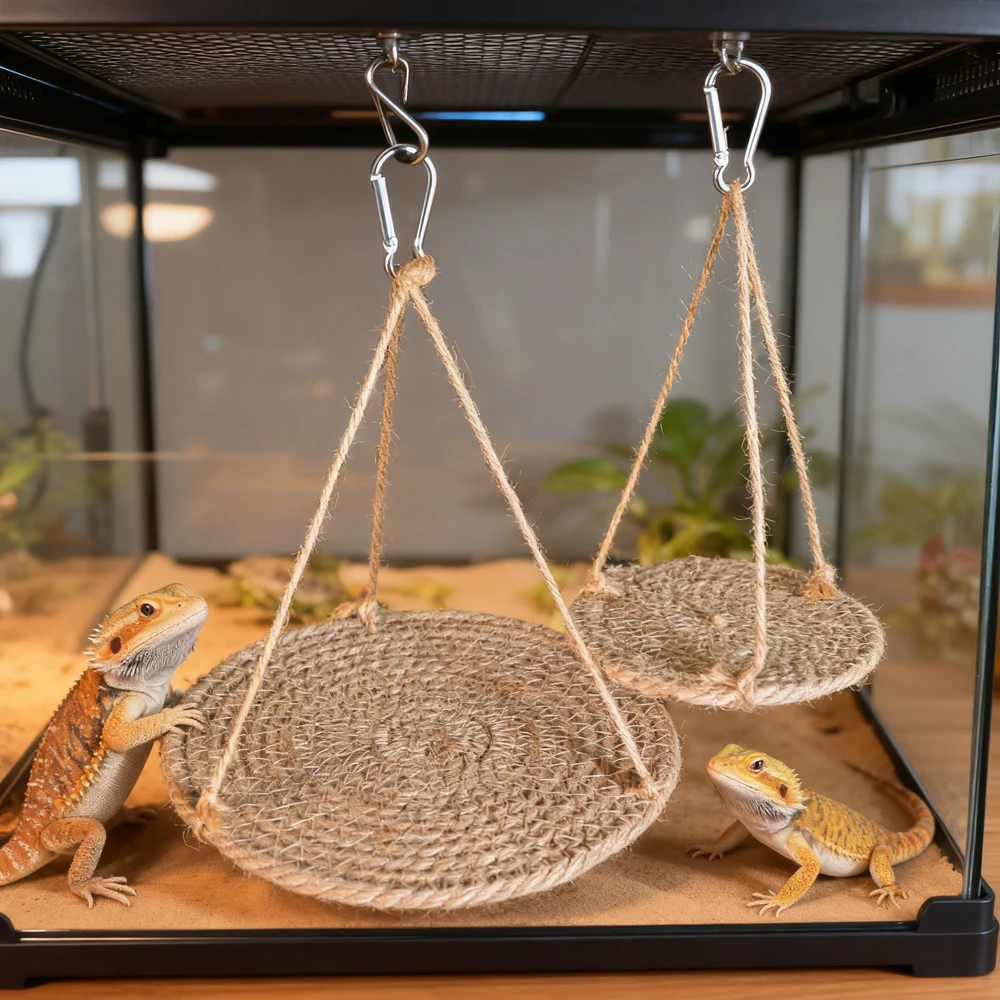Hamaca para reptiles y aves plataforma sol decoración natural tejida - imagen 3