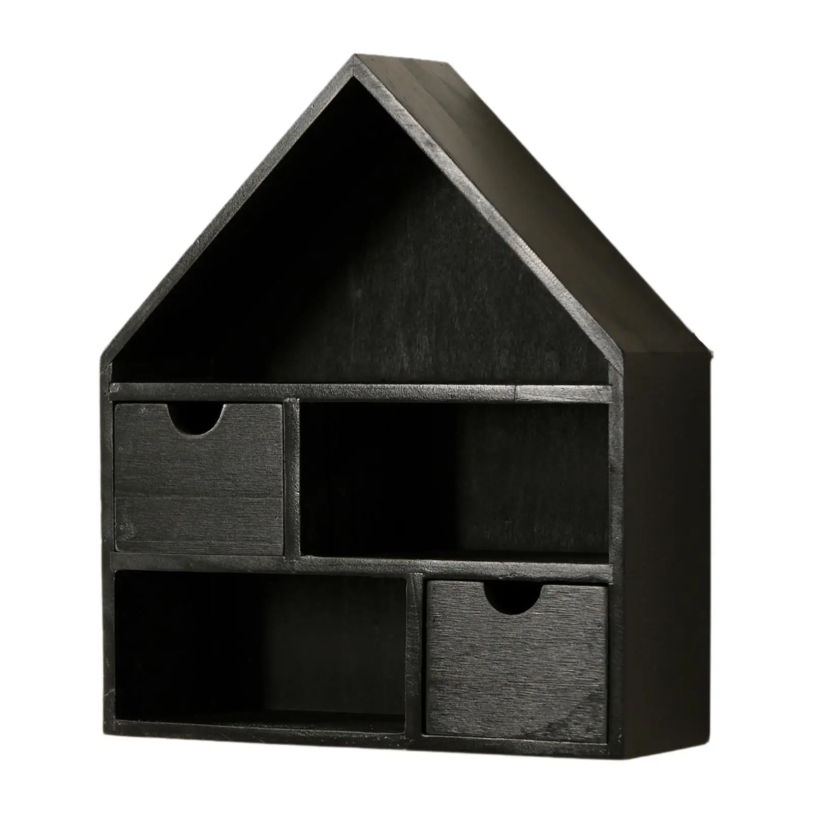 Gabinete de curiosidades montado en la pared, caja de madera colgante, caja de cubículo de sombra de madera en forma de casa para recuerdo