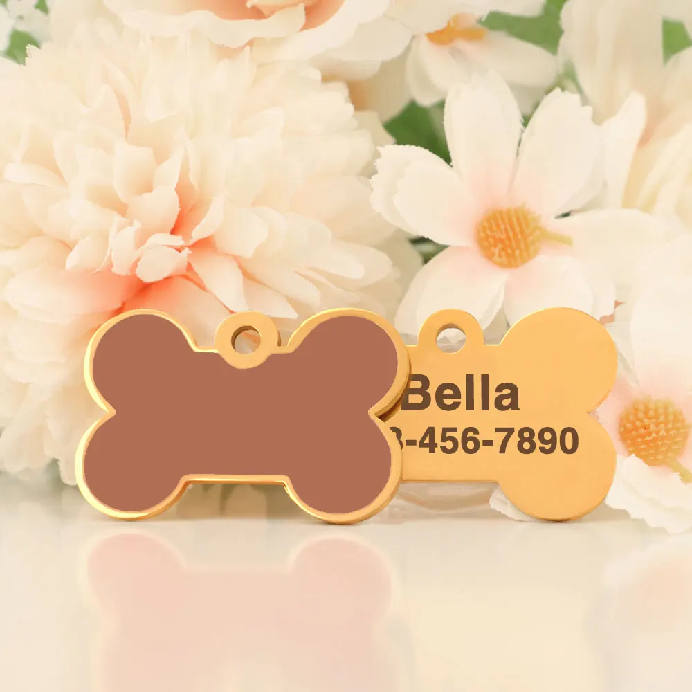 Etiqueta de perro personalizada con forma de hueso, colgante con placa con nombre de gato y cachorro, etiquetas de nombre de mascota grabadas gratis, antipérdida para perros y gatos, accesorios para Collar - imagen 3