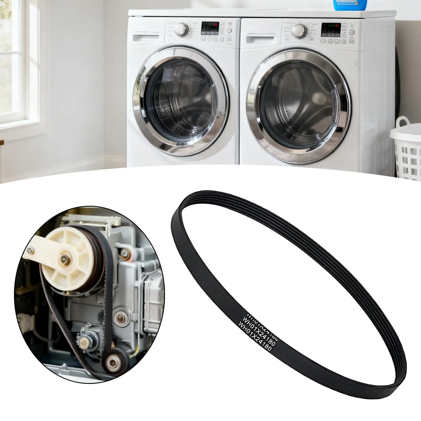 La correa de transmisión de lavadora reemplaza la pieza fácil de usar baño ligero accesorio para electrodomésticos de lavandería WH01x24180 PS11736832