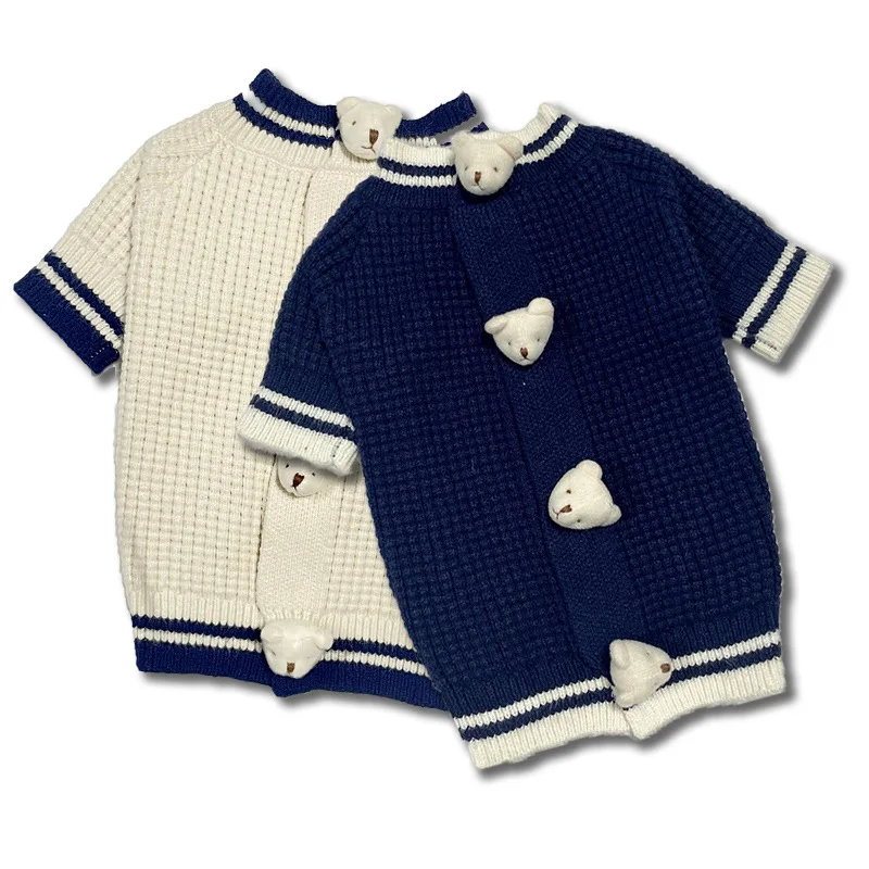 Suéter de oso para mascotas, suéter con parte inferior para perro, bonito peluche maltés, Yorkshire, perro pequeño, empalme de otoño/invierno, suéter de oso Simple, ropa para gato - imagen 5