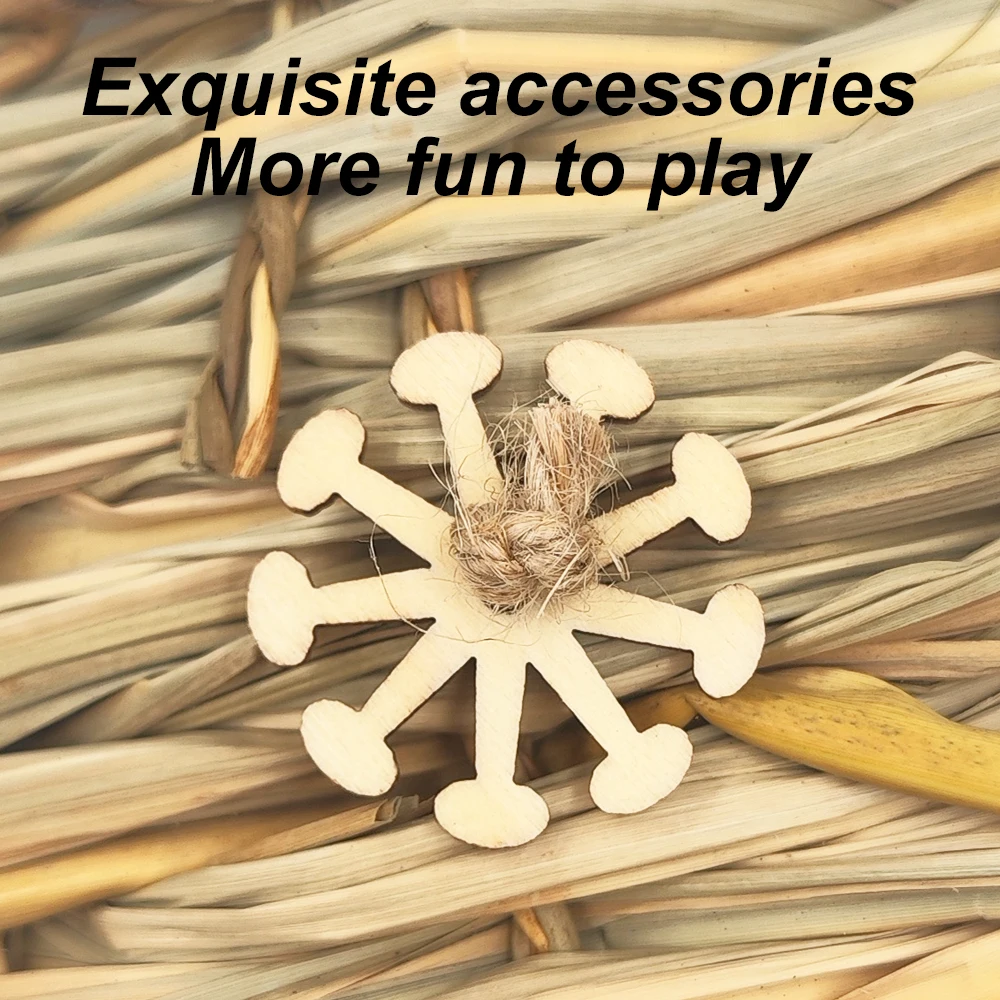 Juguetes para masticar pájaros y loros de madera de estilo aleatorio, jaula colgante hecha a mano de paja Natural para morder, columpio para escalar, colgante, columpio - imagen 5