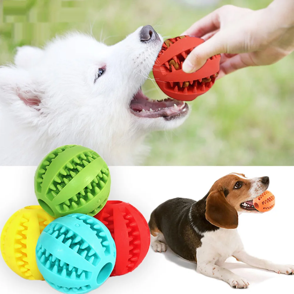 Juguete para perros, bolas de goma interactivas para perros pequeños y grandes, juguetes para masticar para cachorros y gatos, limpieza dental de mascotas, bola de comida indestructible para perros - imagen 2