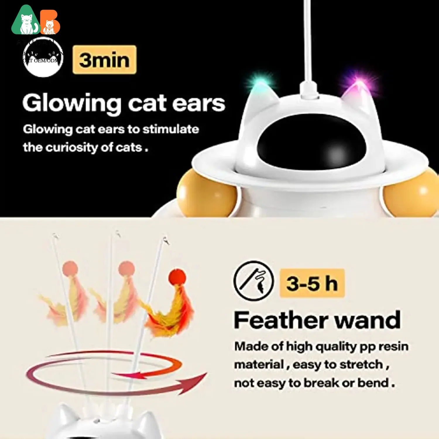 Juguete 4 en 1 para gatos con varita de plumas recargable y pelota USB - imagen 4