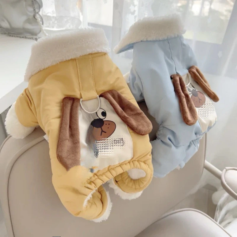 Mono de otoño e invierno para mascotas, bonito abrigo de cuatro patas, oso de peluche para mascotas, Schnauzer, ropa para cachorros, pijamas para perros, mono
