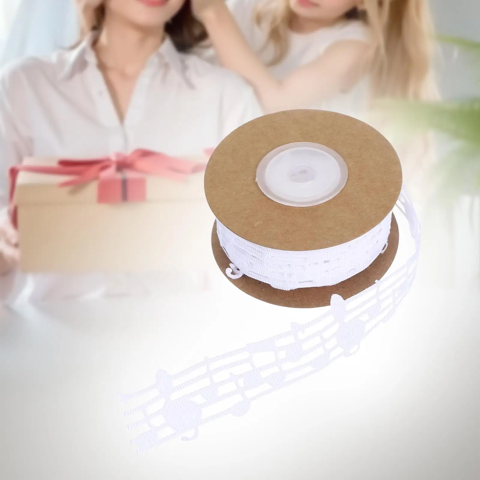 Cinta de nota musical ahuecada para envolver regalos, cinta artesanal para caja de pasteles, costura artesanal, accesorios para adornos de ropa, boda