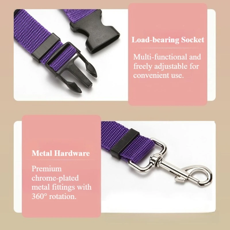 Cinturón de seguridad de coche 2 en 1 para perros, arnés de seguridad ajustable para mascotas para asiento trasero, sujeción y correa de viaje, accesorios para coche para perros y gatos - imagen 2