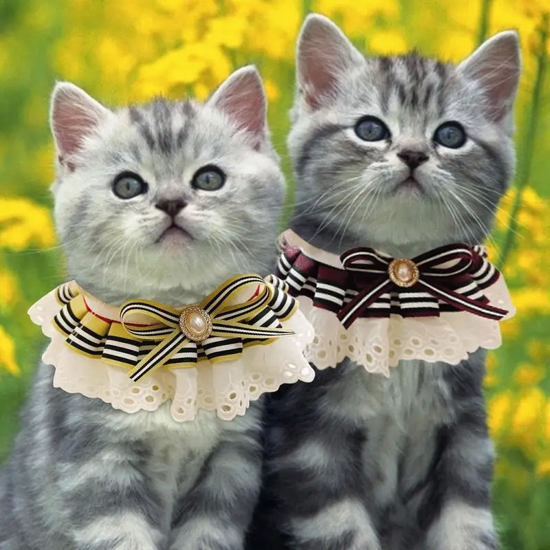 Babero Bandana para gatos, Collar de bufanda con encaje, chaleco para mascotas, pajarita, accesorios para mascotas para Picnic, boda saliente - imagen 5