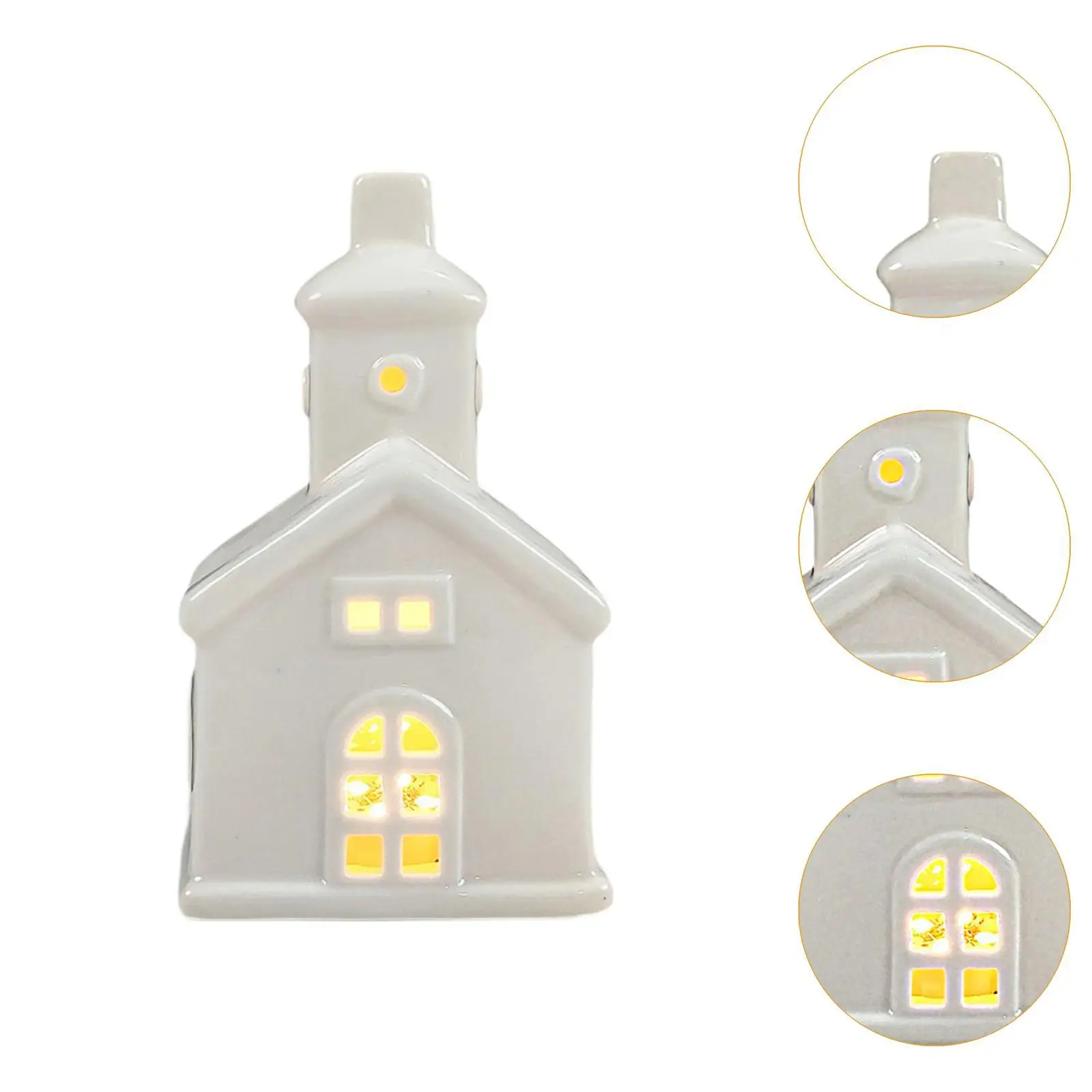 Estatua de casa en miniatura navideña con decoración navideña ligera para el dormitorio del hogar - imagen 5