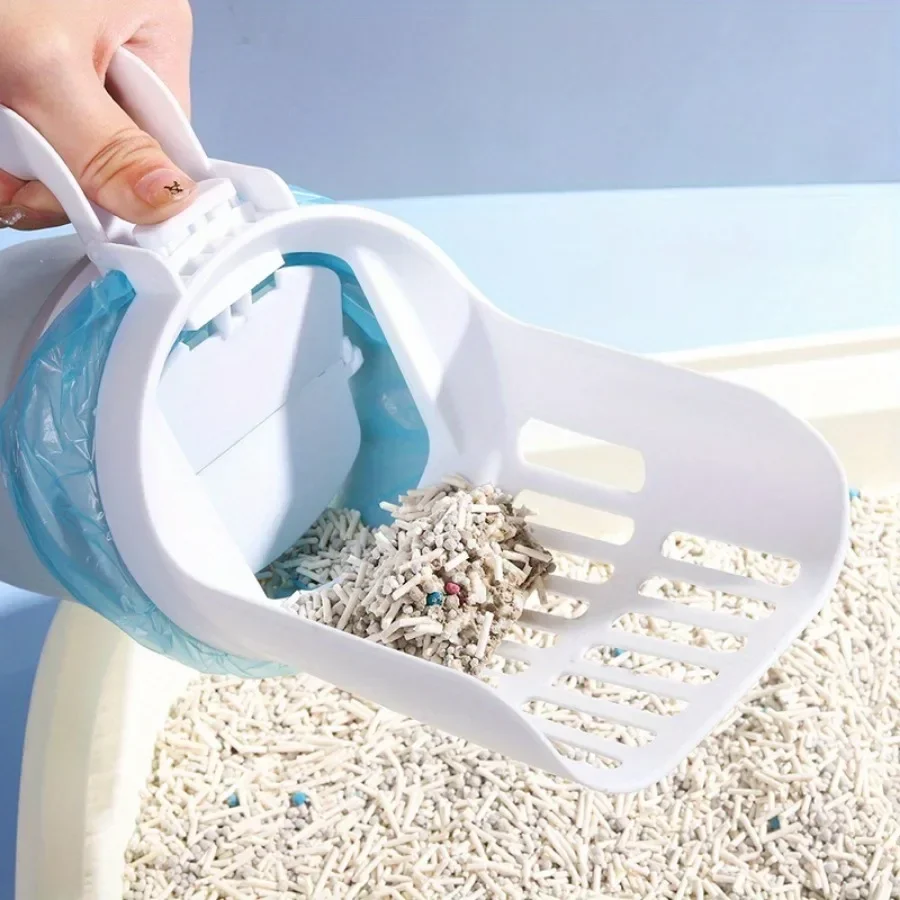 Productos de limpieza desmontables, pala de arena para gatos multifuncional, viene con basura, pala para excrementos de gato con deflector, 1 ud. - imagen 4