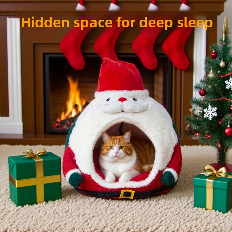 Cama térmica suave para gatos y perros – Estilo navideño - imagen 3