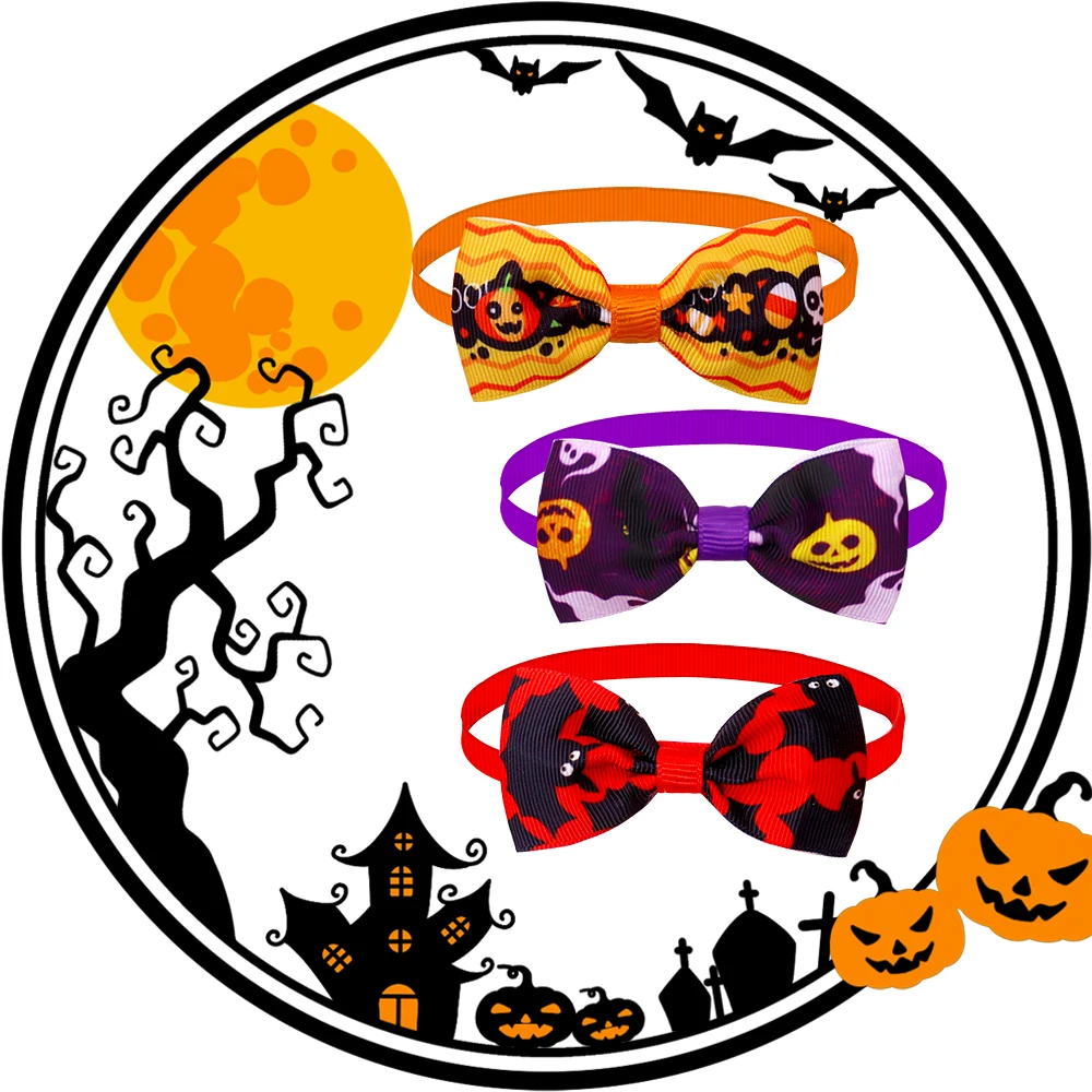 Conjunto de pajaritas de Halloween para perros y gatos ordenadas por colores