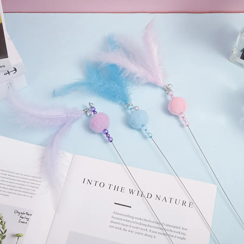 Juguetes para gatos, divertidos juguetes para gatos, cabeza de repuesto interactiva, juguete para gatos con plumas, juguetes de alambre de acero para gatos, palo Bitt, bola, juguete, productos para mascotas - imagen 4