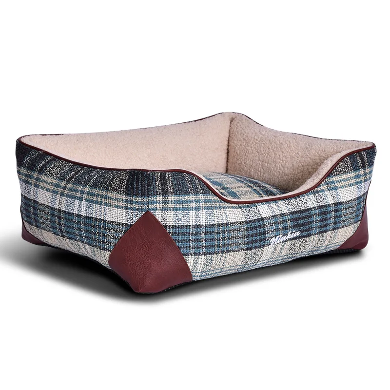 Cama para gatos y perros pequeños a cuadros con funda lavable - imagen 4