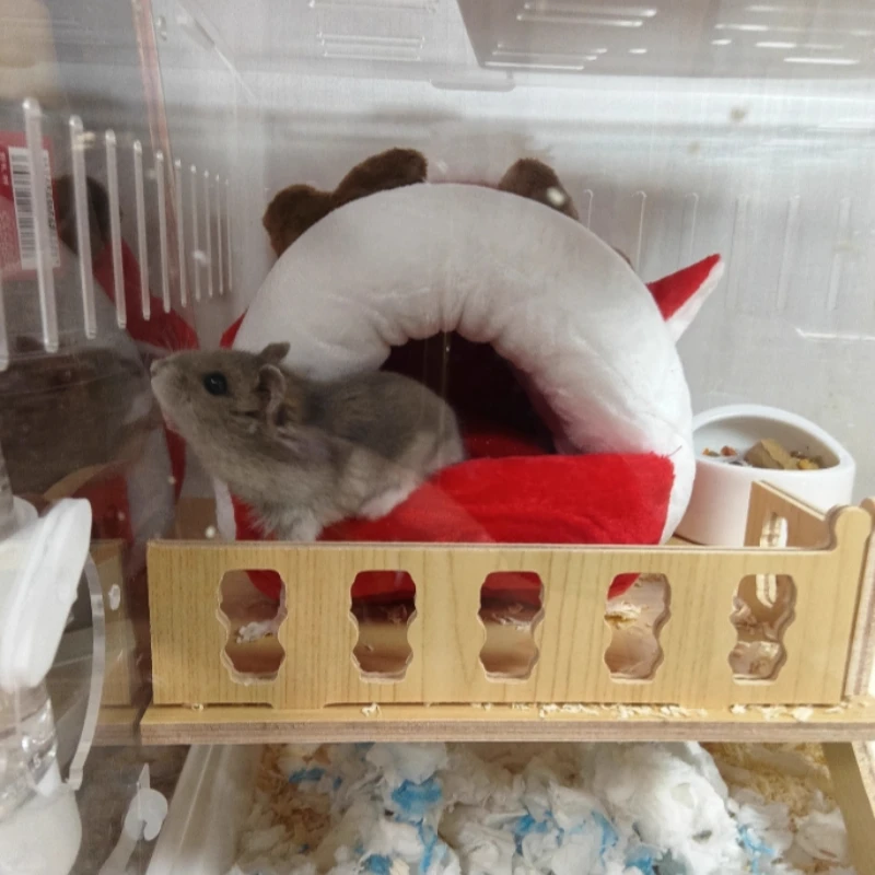 Nido de hámster cálido de invierno, cama para dormir de felpa a prueba de viento para conejillos de indias, erizo, conejito, jaula para hámsteres enanos