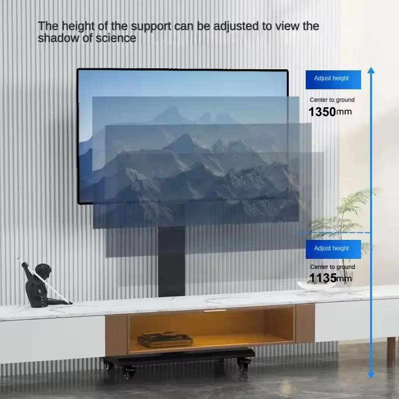Carro de TV móvil ajustable en altura con ruedas – Soporte para piso - imagen 4