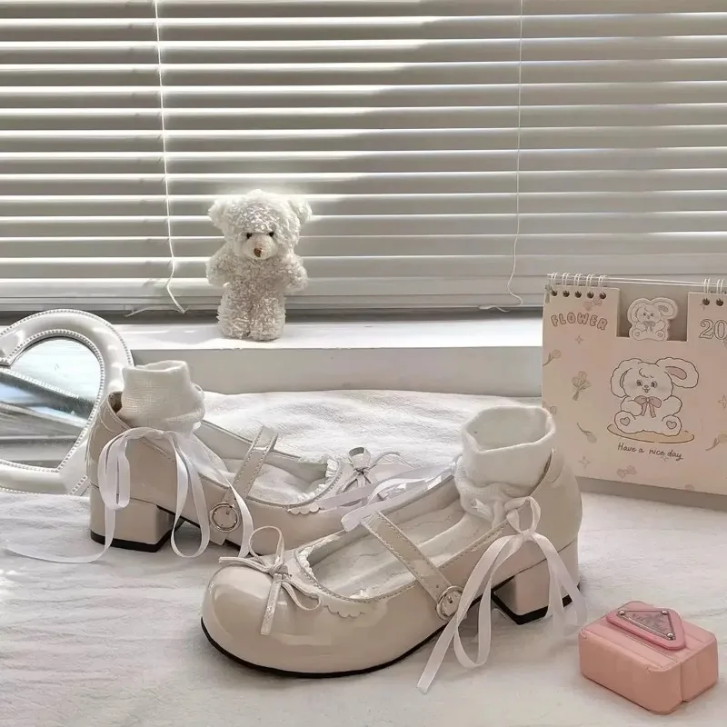 ฤดูร้อนไอศกรีมสี Series Lolita ผู้หญิงกลางลูกวัว Mary Jane รองเท้าเดี่ยวรอบหัวส้นแบนสไตล์หวานรองเท้า - imagen 2