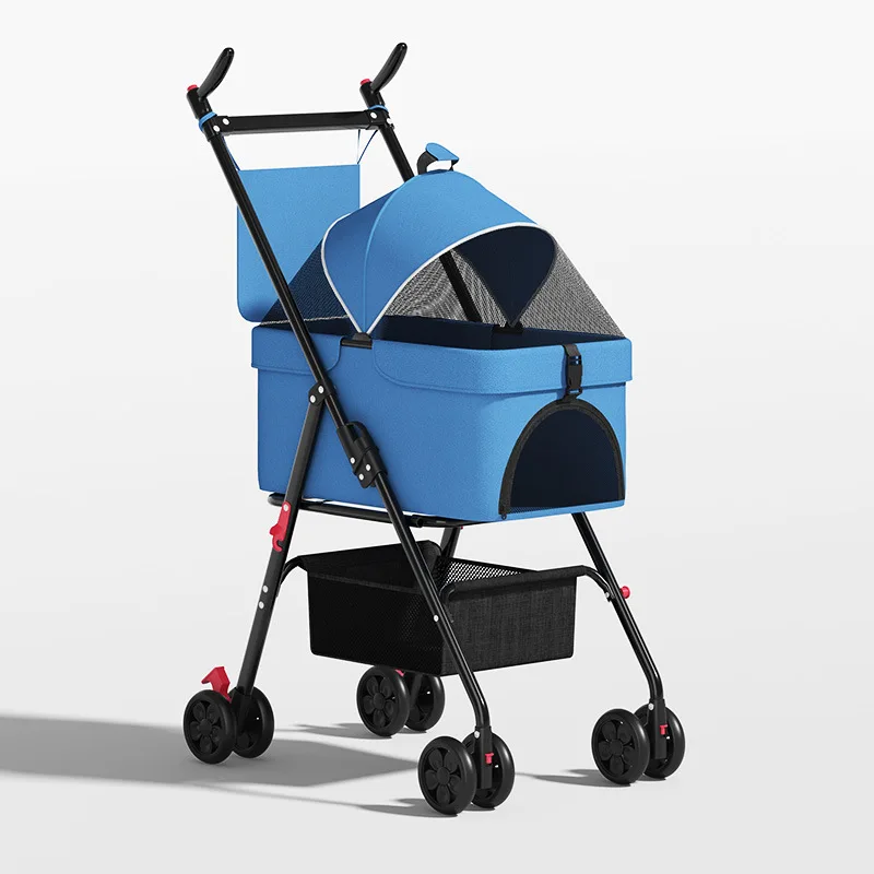 Pet Strollers Cat and Dog Cart Small and Lightweight Foldable Teddy Go Out Trolley Go Out Detachable Pet Products - imagen 5