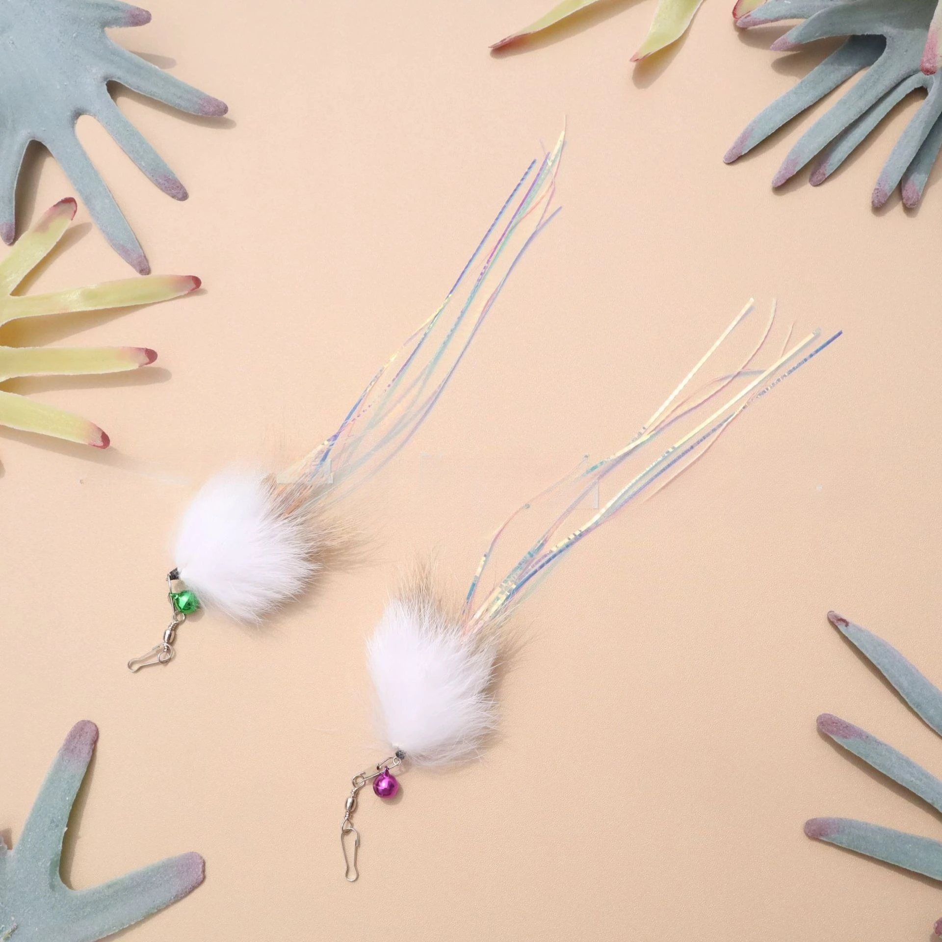 Accesorios de juguete para gatos con borlas de medusas, juguete de peluche con campana, juguetes para gatos, reemplazo interactivo, 2 uds./3 uds. - imagen 2