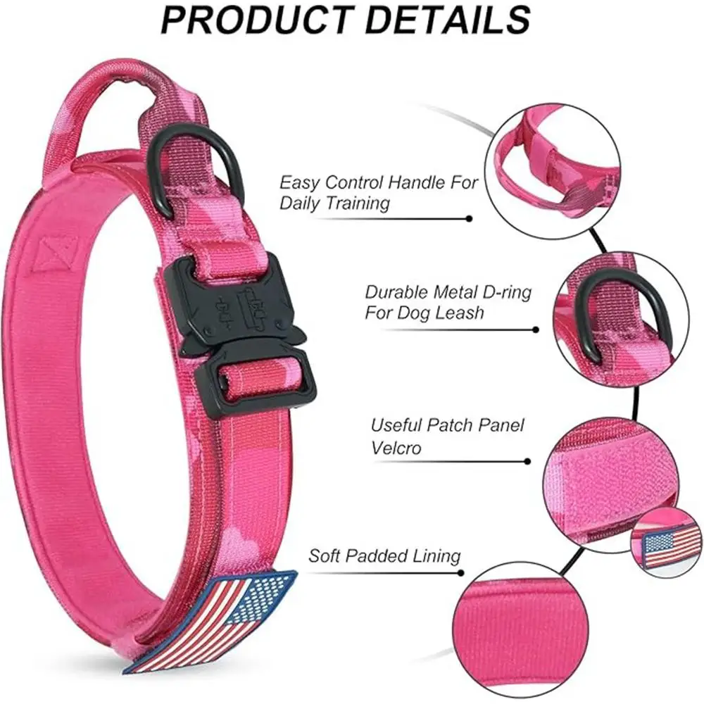 Arnés táctico rosa camuflado para perros – sin tirones y ajustable - imagen 2