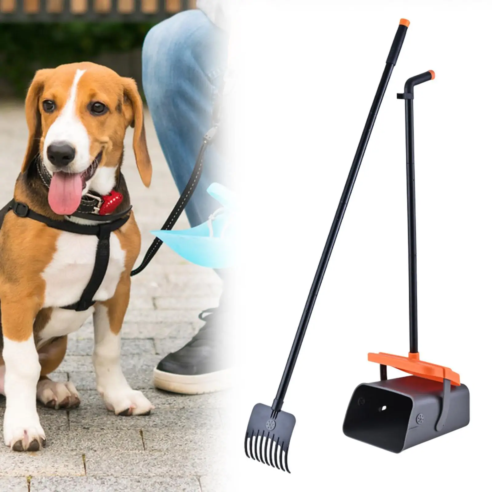 2x Dog Poo Scooper Tray and Rake Set for Kitten Large Medium Small Dogs Yard