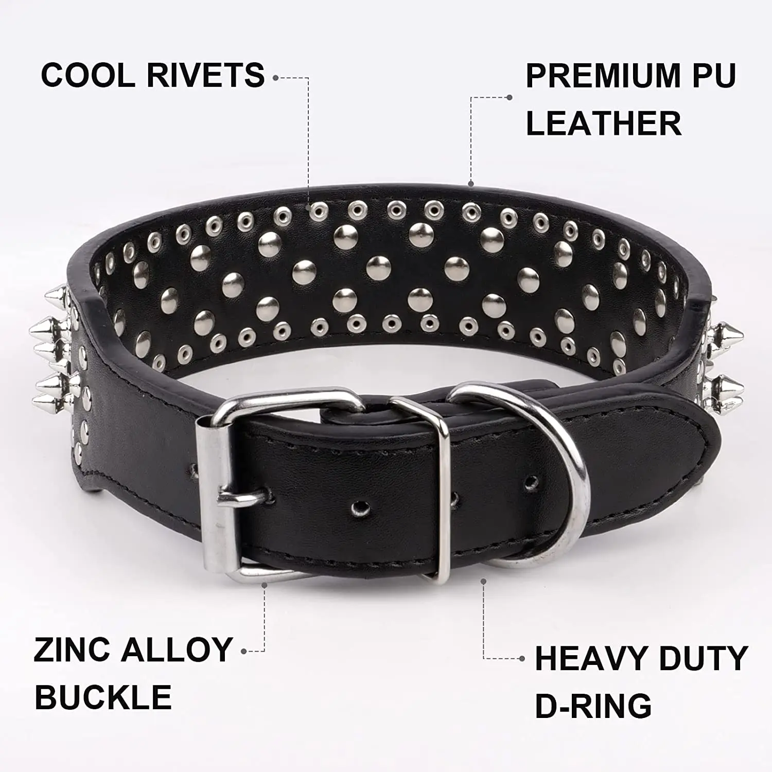 Collar para perros grandes con calavera y púas Pitbull, Mastiff, Boxer