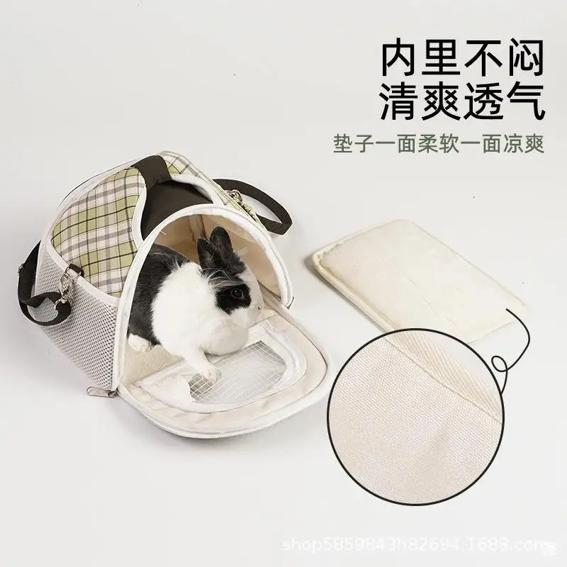 Mochila pequeña para salir de mascotas, bolsa de mano para salir con conejo pequeño, refrescante, transpirable, para las cuatro estaciones, bolsa de almacenamiento plegable - imagen 3
