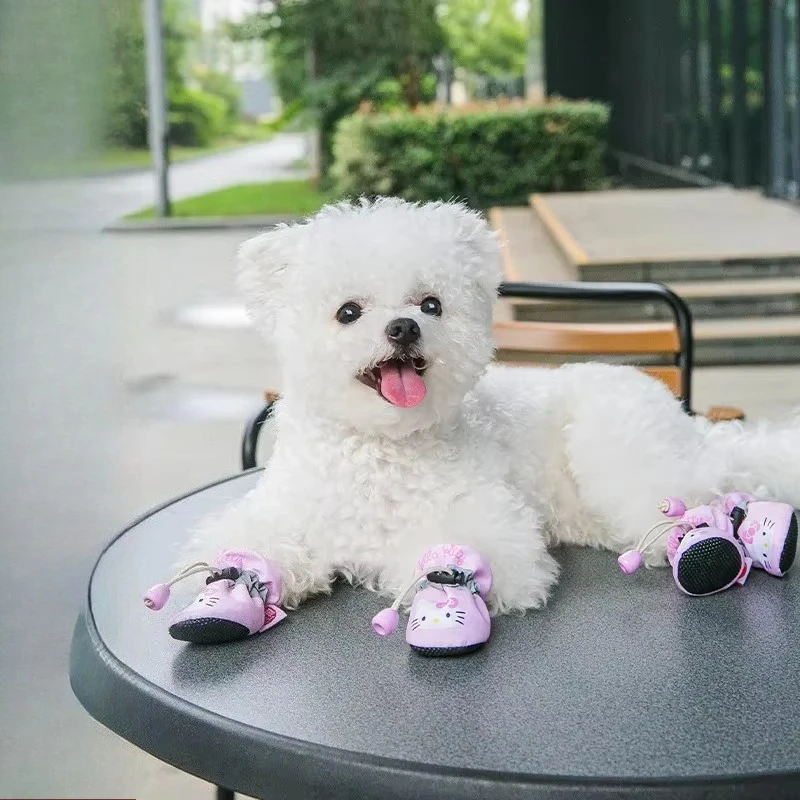 Zapatos para perros, conjuntos de pies para perros pequeños de peluche de otoño e invierno, zapatos de gato de suela blanda para interiores de felpa para todas las estaciones