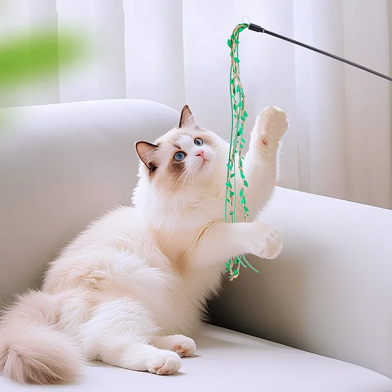 Juguete para gatos con borlas de cuerda, palos para gatos con mango largo, palo interactivo con borla, juguete para gatitos con campana, juguetes autohi para gatos provocadores - imagen 4
