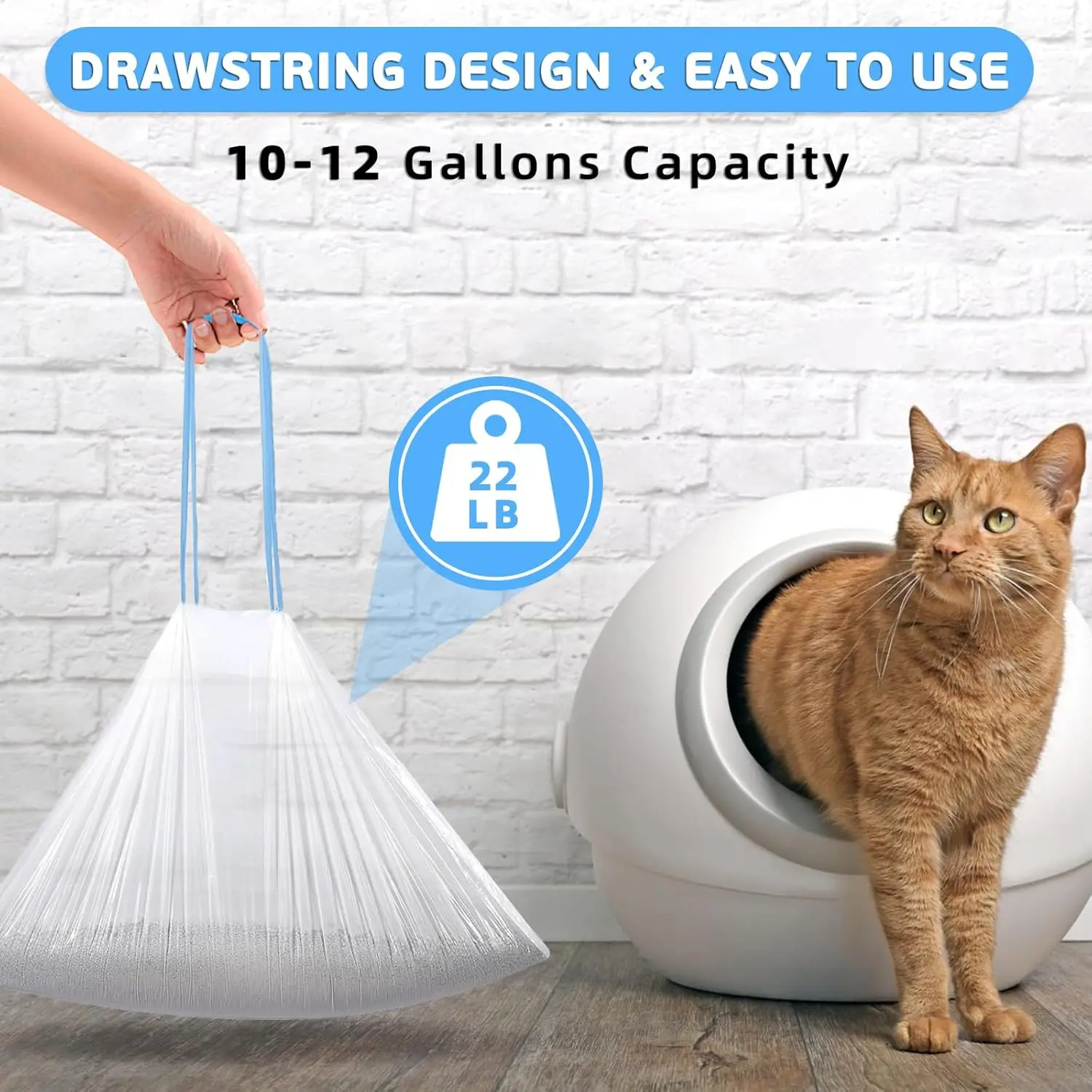 6 rollos de bolsas para excrementos de mascotas para Neakasa M1, inodoro inteligente para gatos, caja de arena para gatos, bolsa de basura con cordón, almacenamiento grueso, bolsas para excrementos de gatos - imagen 5