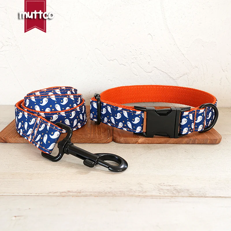 Collar de perro con hebilla de metal grabada MUTTCO, collar con etiqueta de identificación de perro personalizado con fantasma blanco bonito, placa de identificación de 5 tamaños, antipérdida para mascotas UDC212 - imagen 5