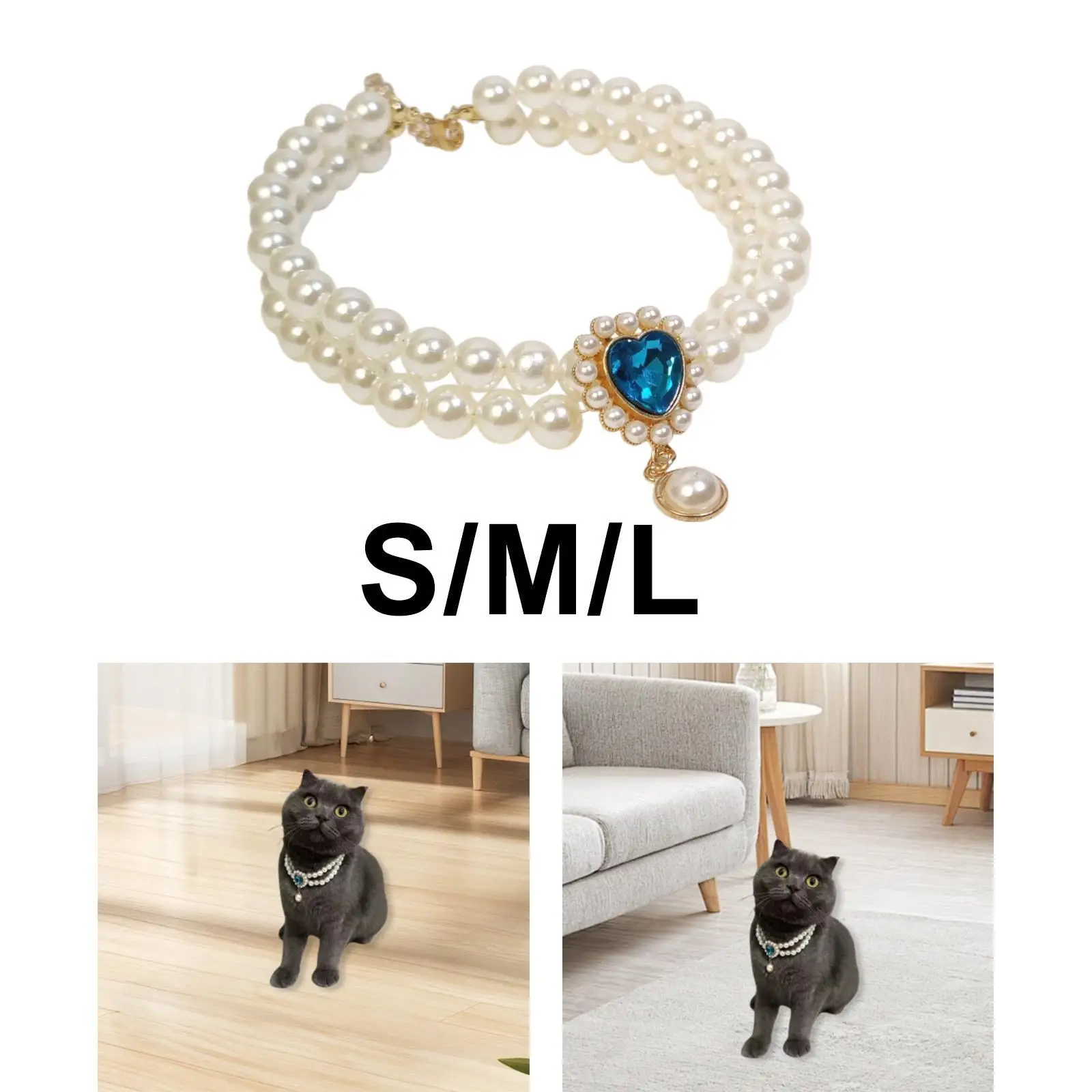 Collar de perlas para mascotas, Collar ajustable para vestir, collares para perros, joyería para cachorros