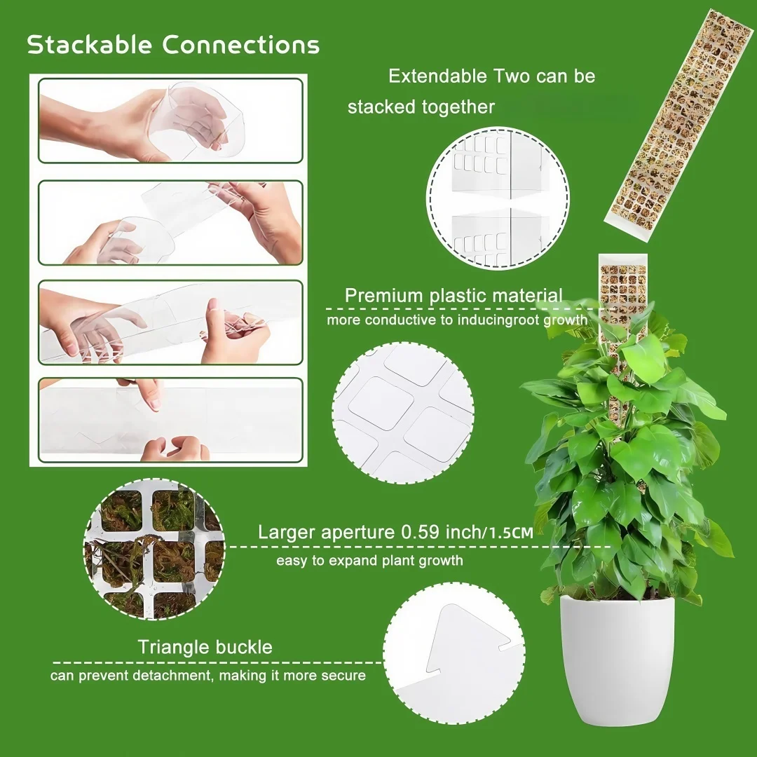 Poste de musgo de plástico para plantas Monstera, postes de plantas de 24 pulgadas/36 pulgadas/48 pulgadas para plantas trepadoras, soporte para plantas de interior, estaca de crecimiento de jardín - imagen 5