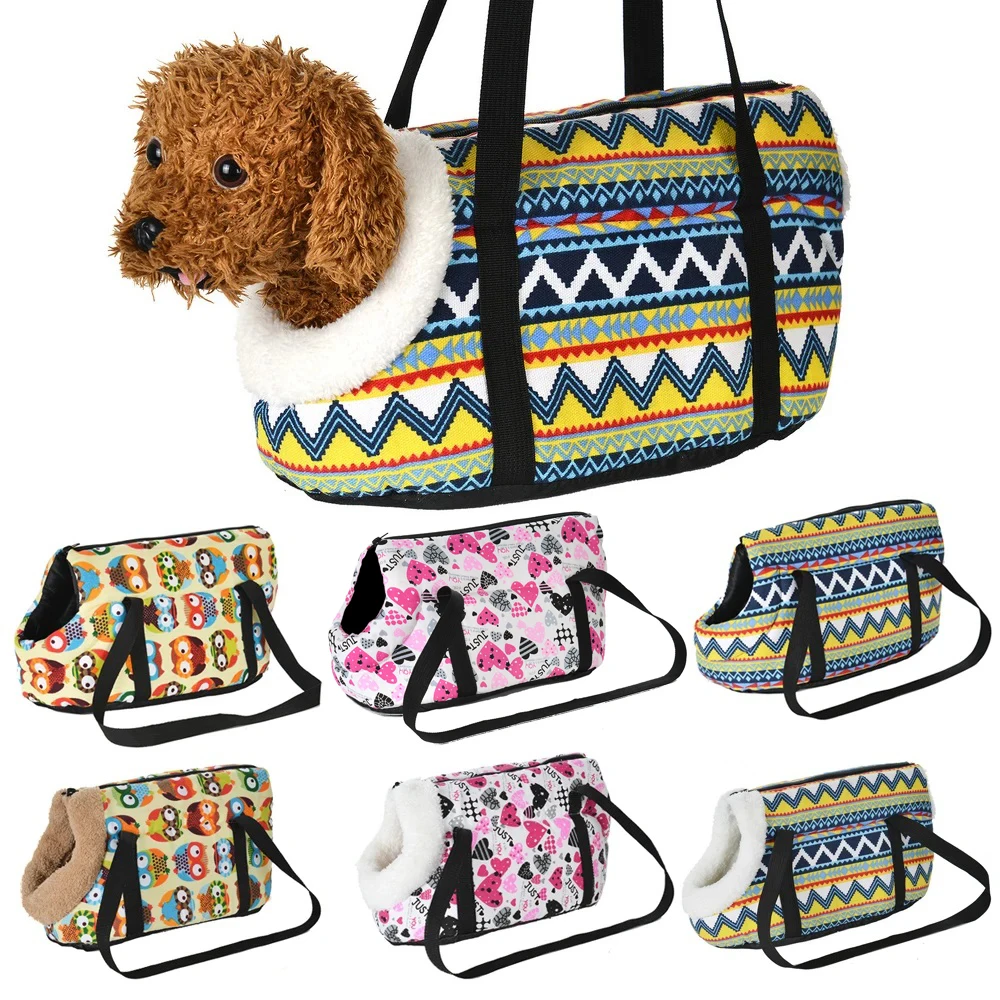 Bolsa cálida para perros, bolsos de hombro para gatitos de otoño e invierno para perros pequeños, mochila portátil con diseño de búho y corazón para exteriores, suministros para mascotas