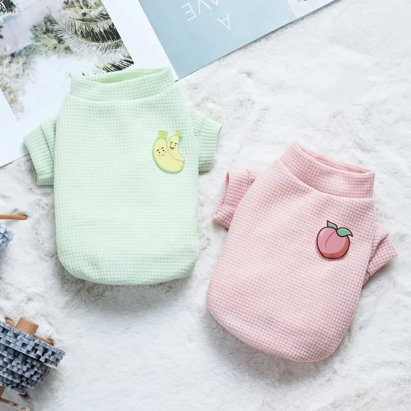 Ropa de verano con broche de fruta para perros pequeños, jersey de manga corta suave, chaleco para mascotas, camiseta para cachorros - imagen 3
