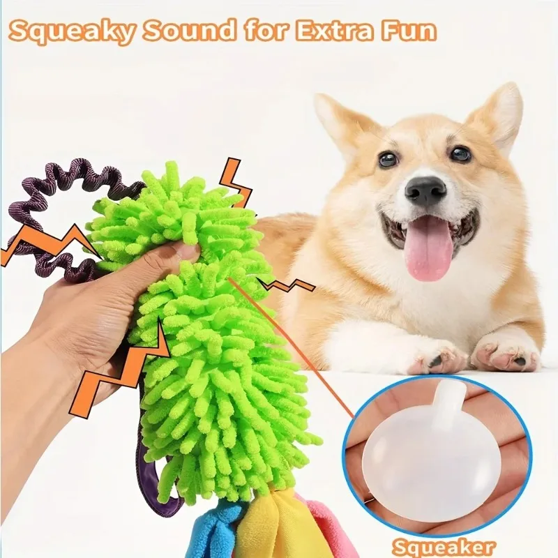 Juguete extractor de cachorros para perros, juguetes chirriantes, juguetes de peluche para perros, juguetes de peluche suave con nudos de cuerdas para perros para diversión y limpieza de dientes - imagen 4