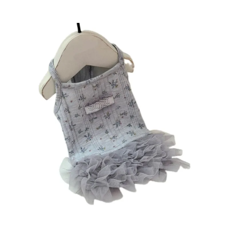 Vestido bonito de flores para mascotas, primavera/perro, verano/gato, vestido de tirantes, estilo princesa, Teddy Yorkshire, vestido de malla abombada, vestidos bonitos para perros pequeños - imagen 4