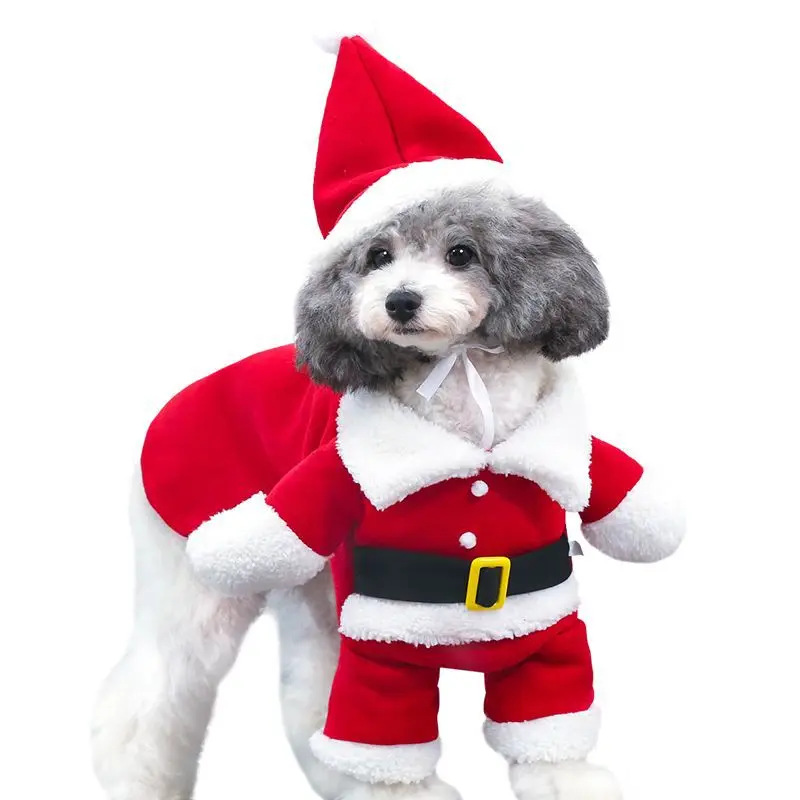 Lindo disfraz de perro para Navidad, mono de Papá Noel para mascotas, fiesta, mascotas divertidas, vestido para perros pequeños, medianos, gatos, trajes para cachorros, Pug