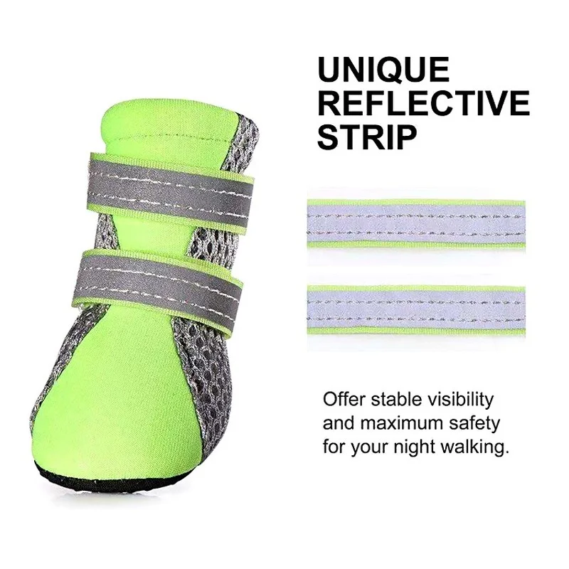 Zapatos transpirables para perro, botas reflectantes de seguridad nocturna, zapatos impermeables de verano para mascotas, adecuados para perros pequeños y medianos - imagen 4
