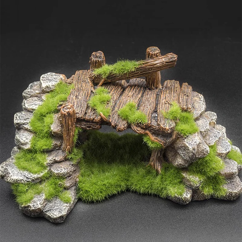 Adornos creativos para pecera con forma de rocalla de musgo, decoración de paisajismo, rocalla de resina para acuario, adornos artesanales para el hogar - imagen 3