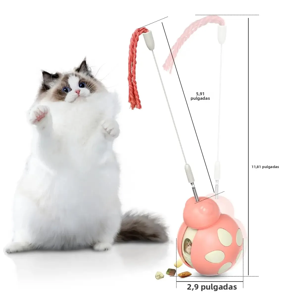 Juego interactivo de juguetes para gatos 3 en 1 con vaso alimentador, alambre de bailarina de plumas para gatitos de interior, el mejor juguete dispensador de alimentos - imagen 5