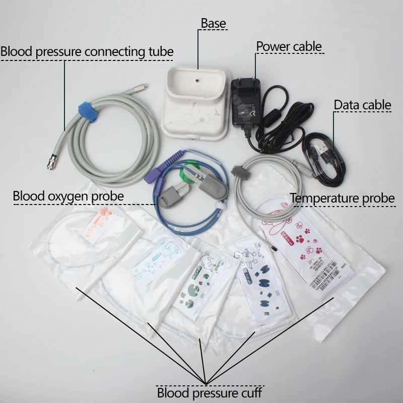 Monitor portátil para perros y gatos, esfigmómetro NIBP SPO2, función de temperatura, Monitor de paciente, máquina de equipo veterinario - imagen 3