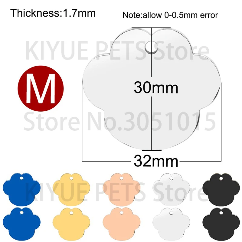 100 Uds. Mezcla de múltiples estilos etiqueta de identificación de perro placa de identificación en blanco de acero inoxidable grabado personalizado accesorios antipérdida para mascotas colgante - imagen 3