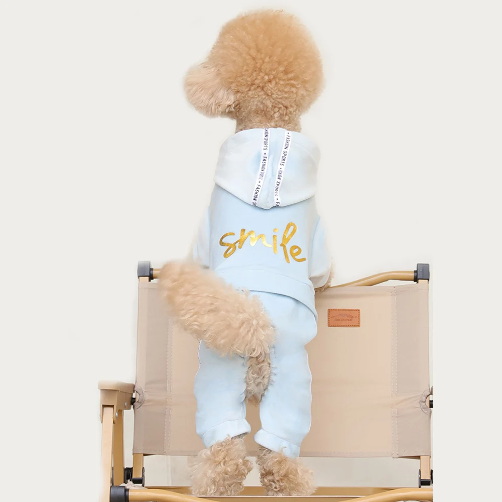 Sudadera con capucha estampada para perros con rayas de retales, ropa para mascotas con forro polar para perros pequeños y medianos, jersey de felpa suave, mono - imagen 3