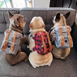 Mochila Retro británica para perros, bolsa de transporte para senderismo, bolsas para excrementos de perros empaquetadas de viaje, mochila para perros, suministros para mascotas para caminar al aire libre