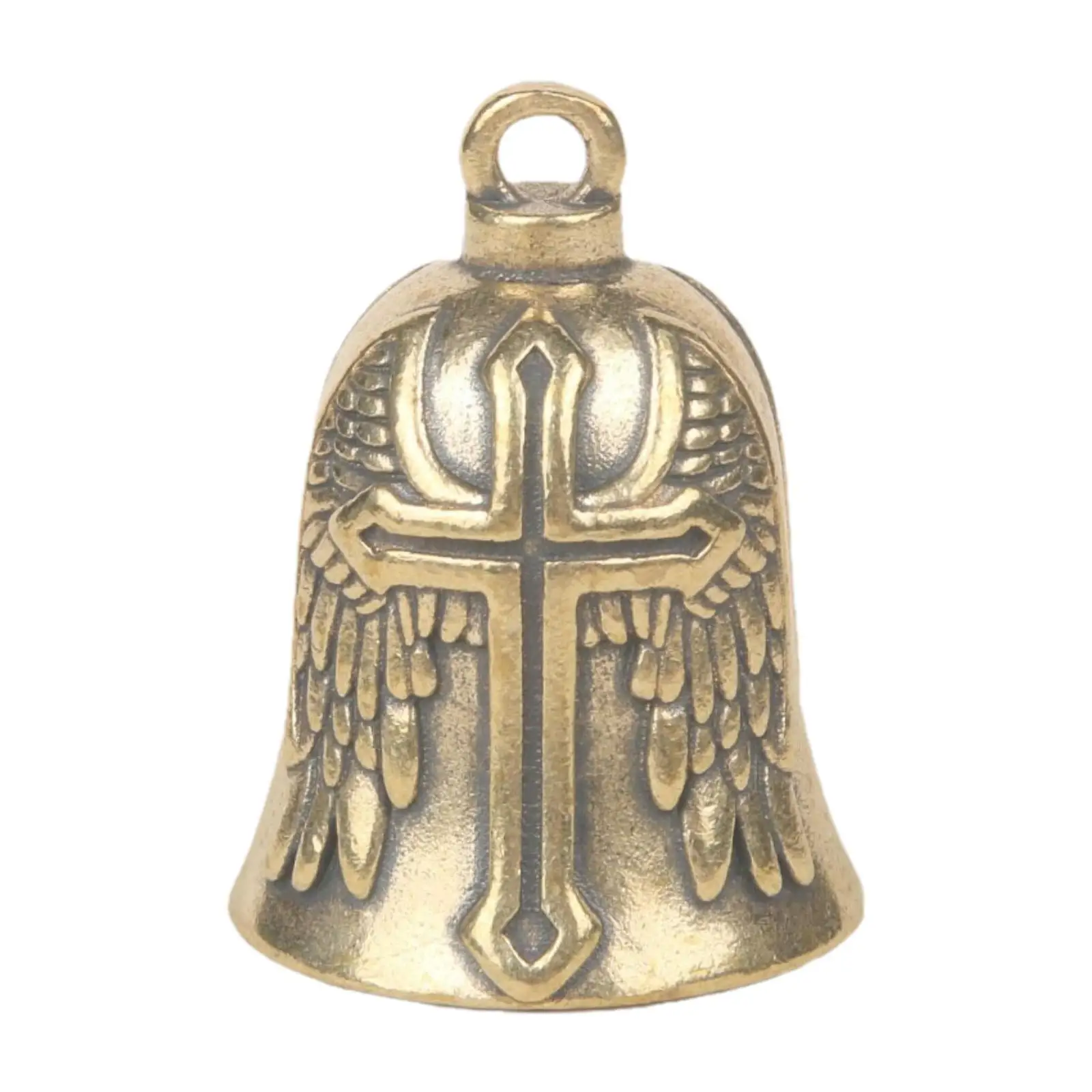 Campana pequeña de latón Vintage, campana colgante de latón, decoración artesanal, bonita, antigua, Vintage para el hogar, coche, restaurante, puerta, vehículo - imagen 4